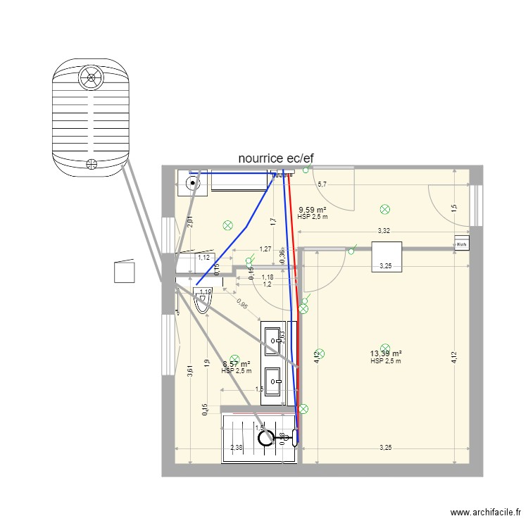 plan van diemen. Plan de 3 pièces et 32 m2