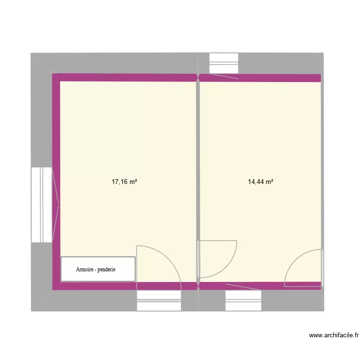 EXTENSION LANVAUDAN. Plan de 2 Pièces et 32 m²