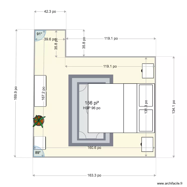 chambre GG. Plan de chambre GG. Plan de
