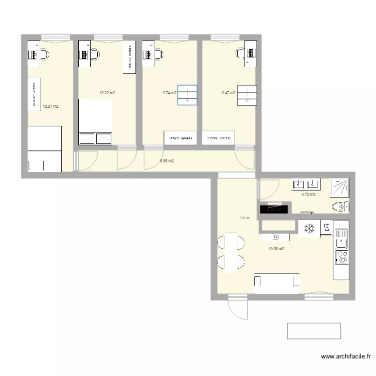  7 ker&uuml;let Nefelejcs utca AMENAGEMENT 4 CHAMBRES. Plan de 