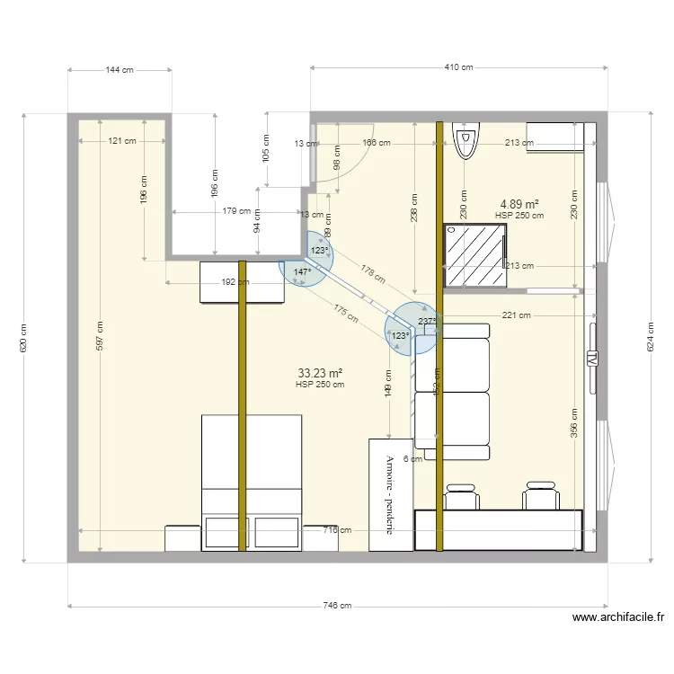 Sdb &eacute;tage complet V2. Plan de 