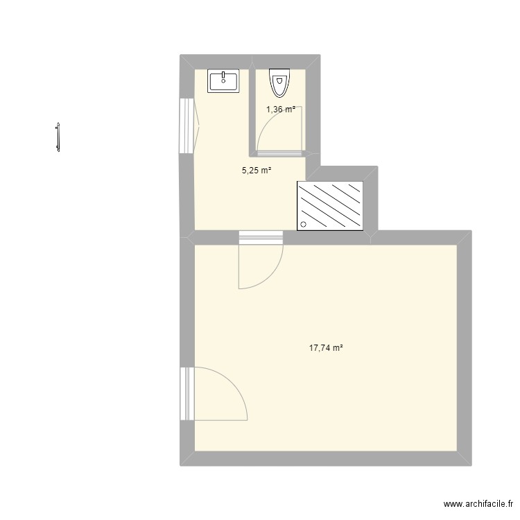 SDB 12. Plan de 3 pièces et 24 m2