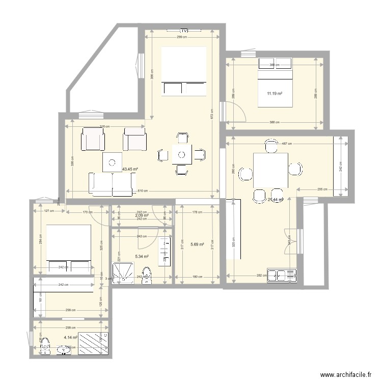 Appartement complet 1. Plan de 0 pièce et 0 m2