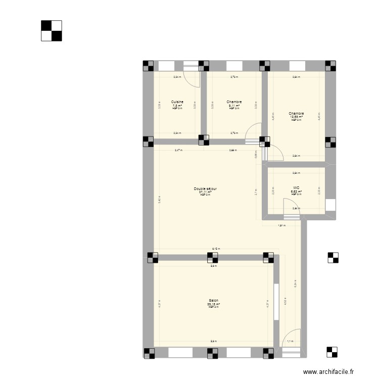 plan3. Plan de 6 pièces et 98 m2