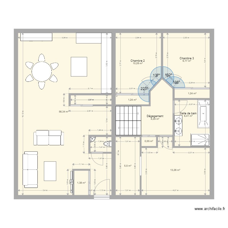 tresilley. Plan de 11 pièces et 114 m2