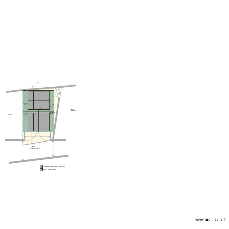 PARKING panneaux solaires . Plan de 2 pièces et 64 m2