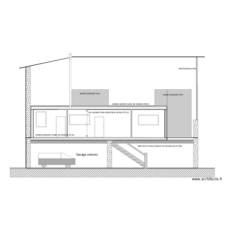 coupe AA1 modifié. Plan de 0 pièce et 0 m2