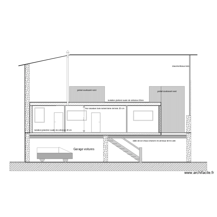 coupe AA1 modifi&eacute;. Plan de 