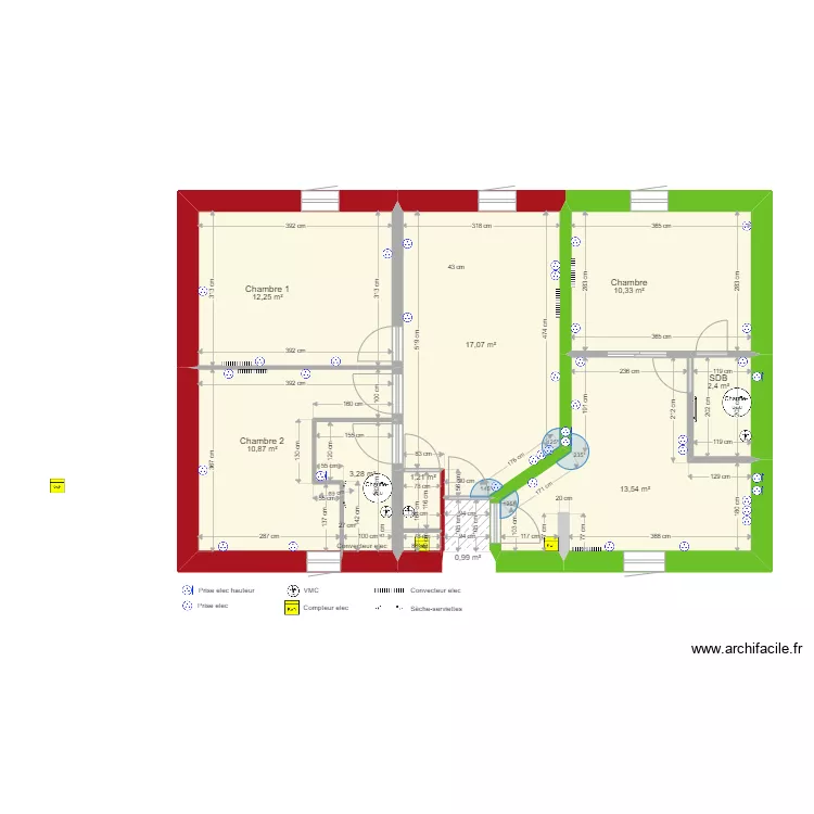 43 R&eacute;publique R+3 plan &eacute;lec. Plan de 