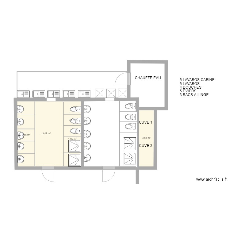 sanitaire 2. Plan de 0 pièce et 0 m2