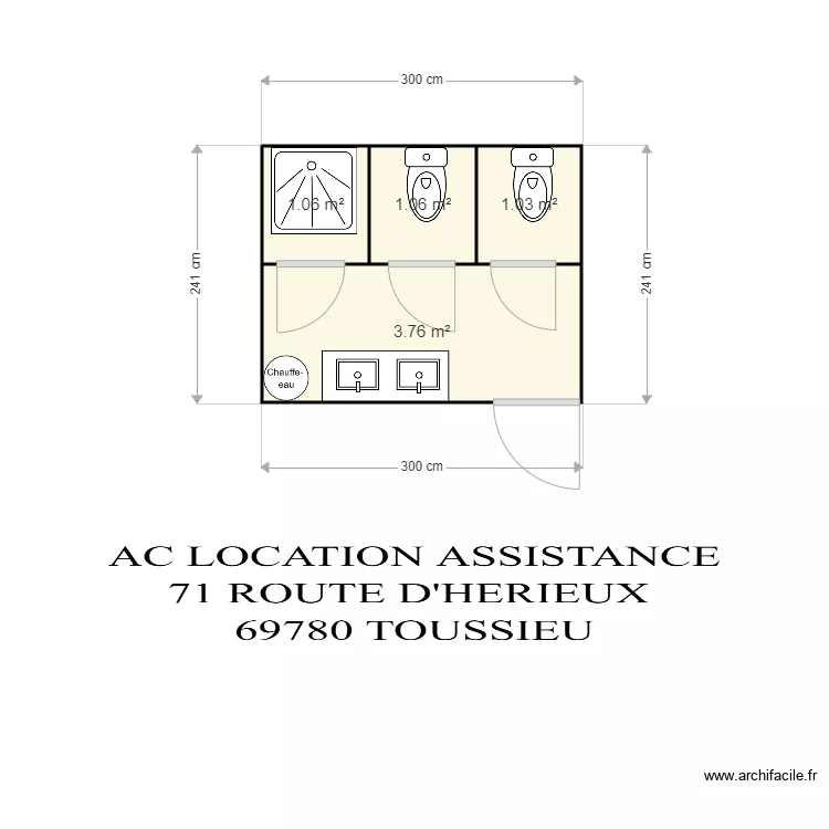sanitaire 2 wc  1 douche. Plan de 