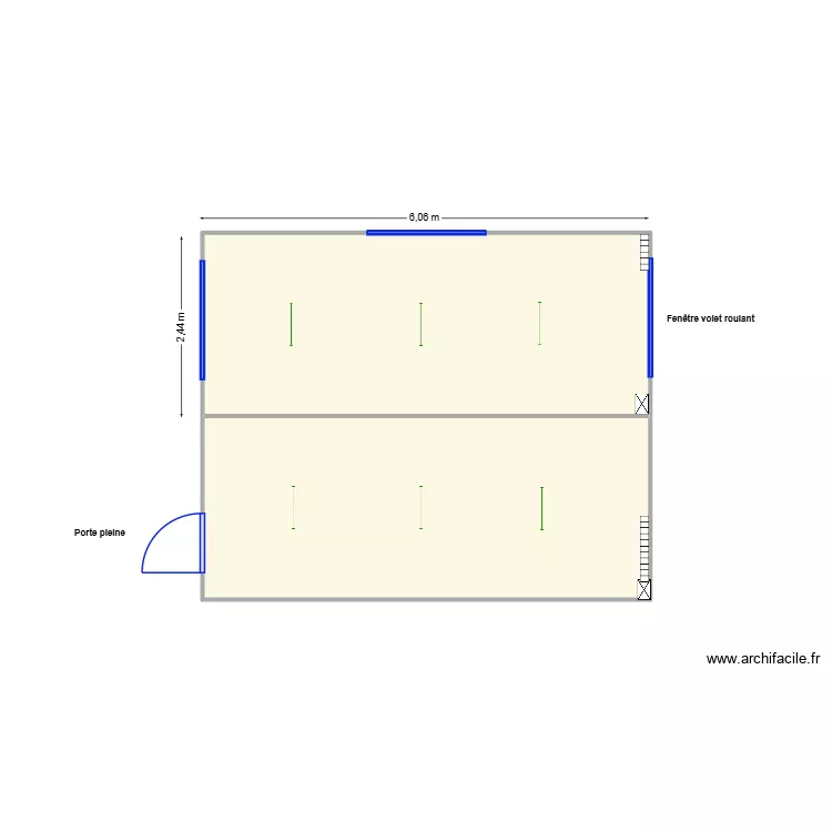 SALLE DOUBLE V485-486. Plan de 