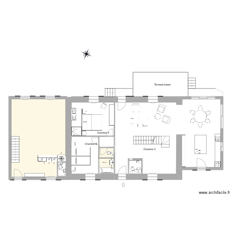 projet aménagement rdc 25 fevrier. Plan de 5 pièces et 57 m2