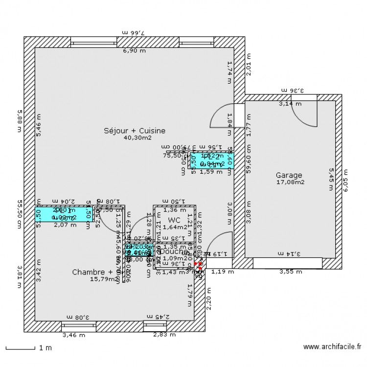 T2 plein pied. Plan de 0 pièce et 0 m2