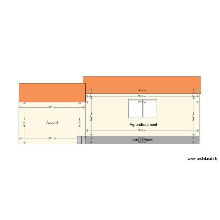 Vue Face Agrandissement. Plan de 0 pièce et 0 m2