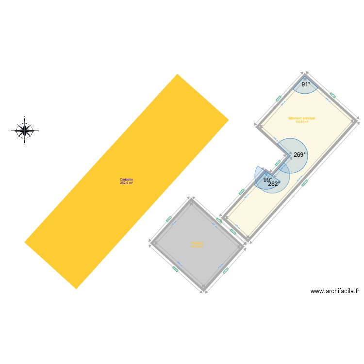 Cadastre Sablières. Plan de 2 pièces et 178 m2