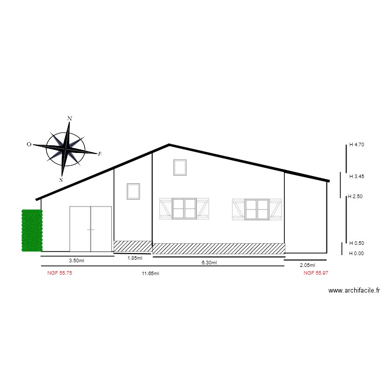 Facade NORD             chalet 46. Plan de 0 pièce et 0 m2