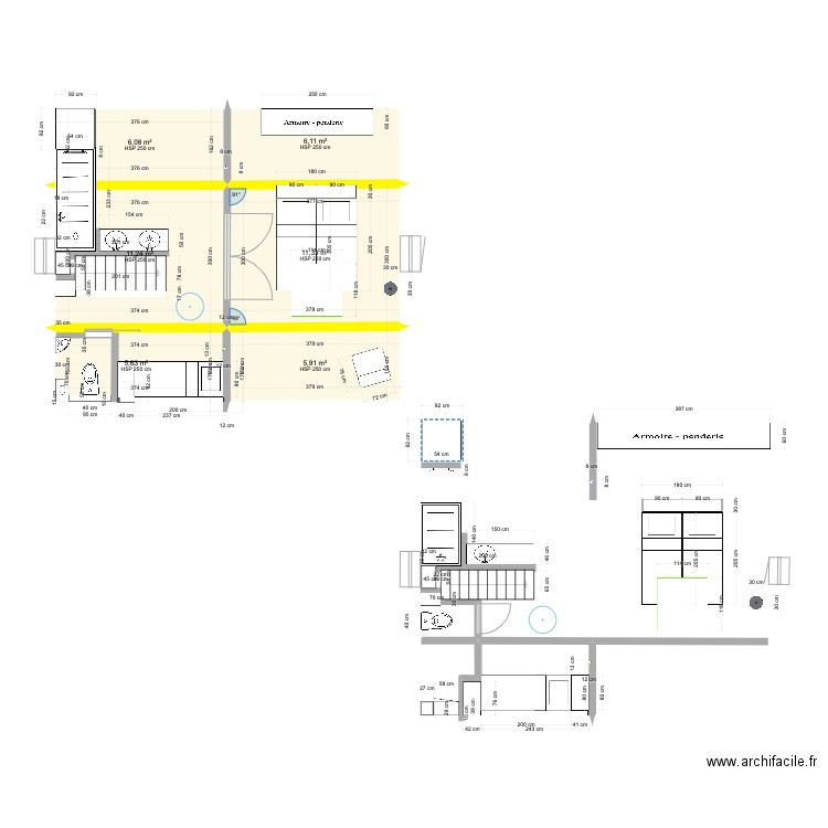 grenier . Plan de 6 pièces et 46 m2