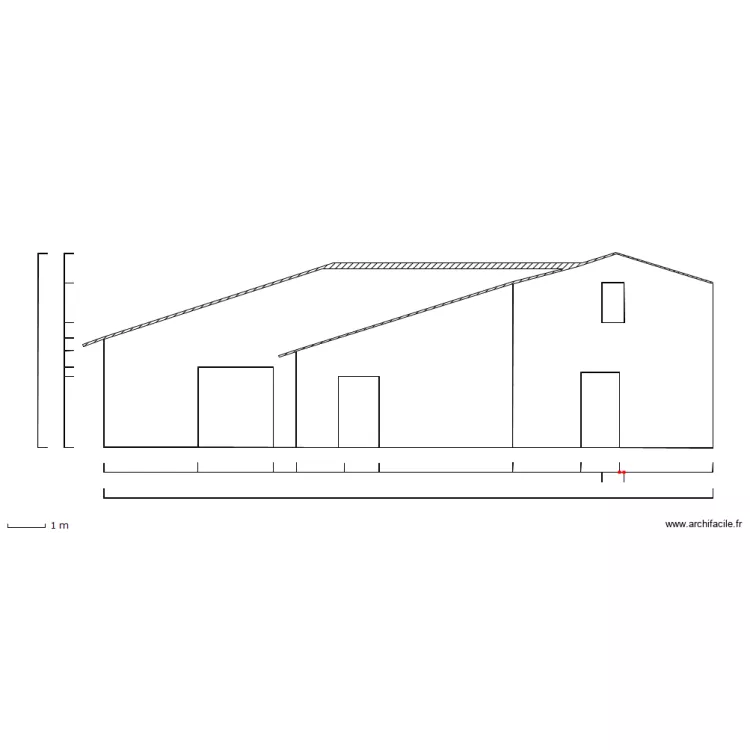 Fa&ccedil;ade Sud-est r&eacute;alis&eacute;. Plan de 