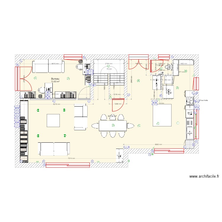 Électricité et mobilier. Plan de 0 pièce et 0 m2