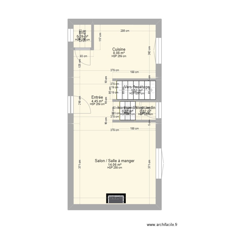 FOUCOIN - Montreuil RDC. Plan de 7 pièces et 30 m2