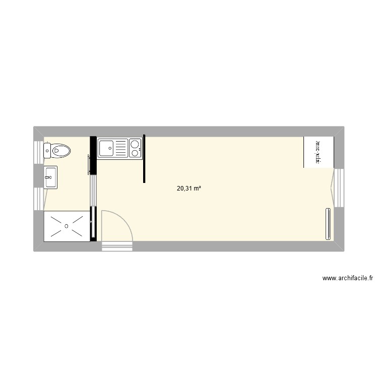 236. Plan de 1 pièce et 20 m2