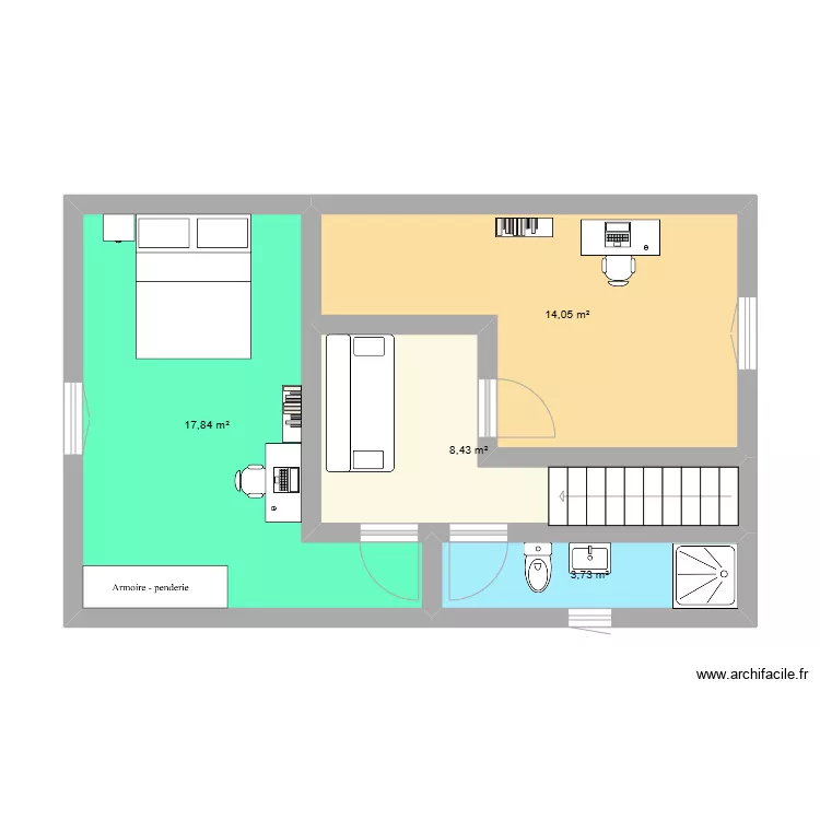 &eacute;tage maison bois. Plan de 