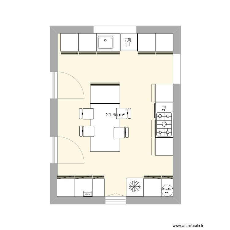 cuisine Loix. Plan de 1 pièce et 21 m2