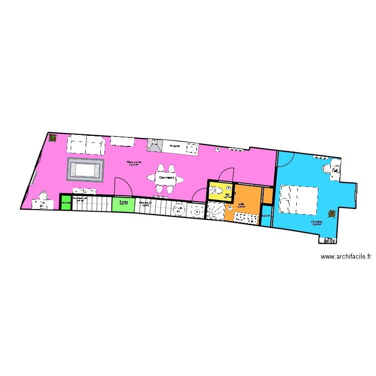 APPART LA CONCHE projet 6 aménagements. Plan de 9 pièces et 57 m2
