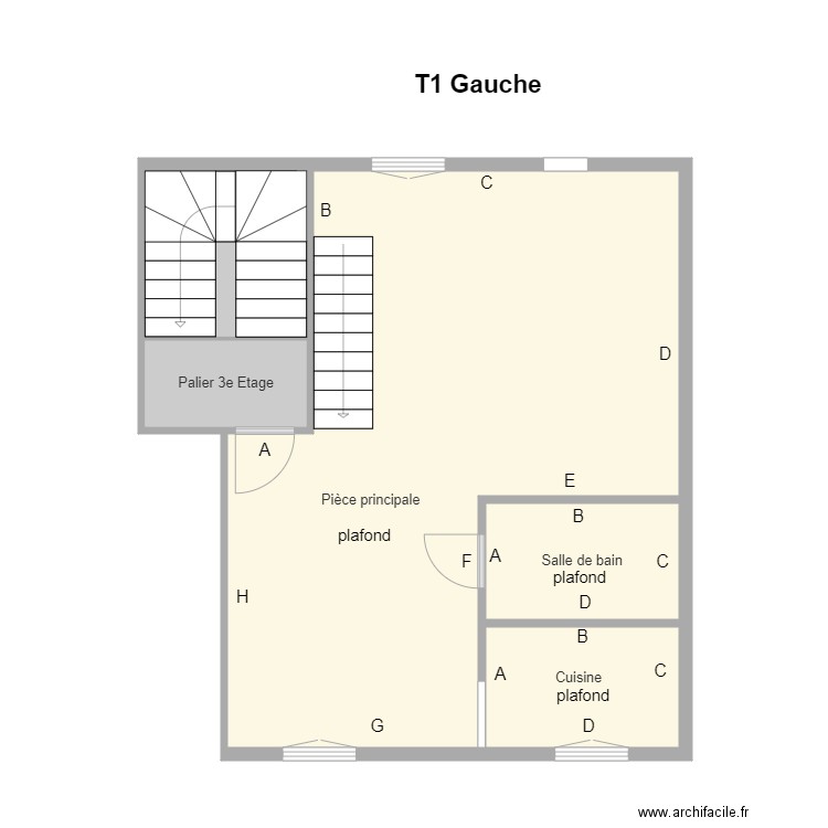 T1 Gauche 3e Etage. Plan de 0 pièce et 0 m2