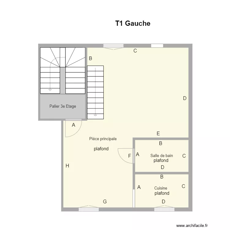 T1 Gauche 3e Etage. Plan de 