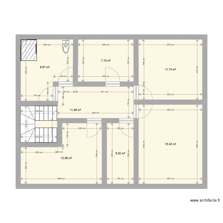 plan3 Marine étage. Plan de 7 pièces et 72 m2