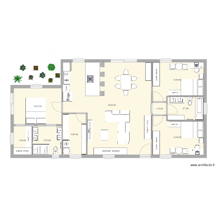 maison 110m carré avec terrasse parentale. Plan de 0 pièce et 0 m2