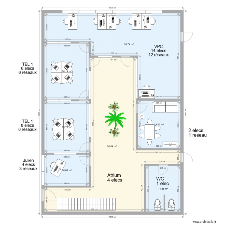 bureauxrdcaménagés. Plan de 0 pièce et 0 m2