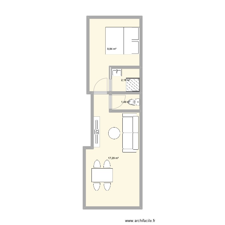 Dépendance 1etg. Plan de 4 pièces et 31 m2