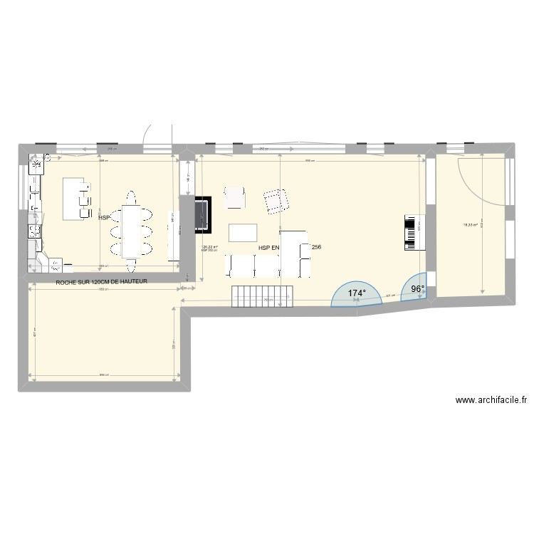 GRANGE PROJET AVEC MEZZANIE. Plan de 8 pièces et 198 m2