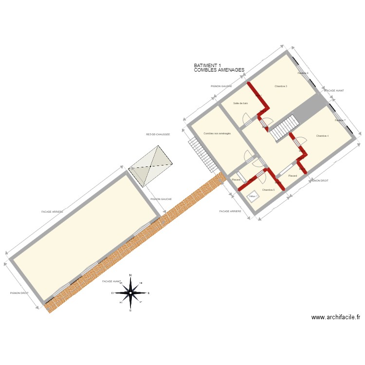 plan Combles bat 1 Vasquez Bronfman. Plan de 9 pièces et 179 m2