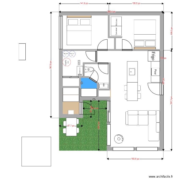 Projet Pansu YF. Plan de 7 pièces et 54 m2