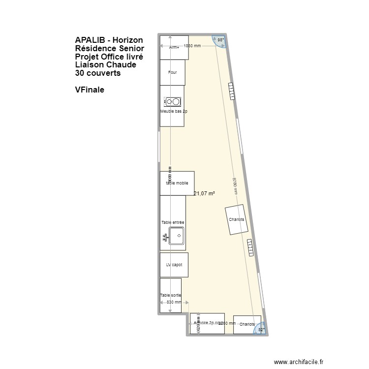 Apalib-Horizon Plan Final. Plan de 1 pièce et 21 m2