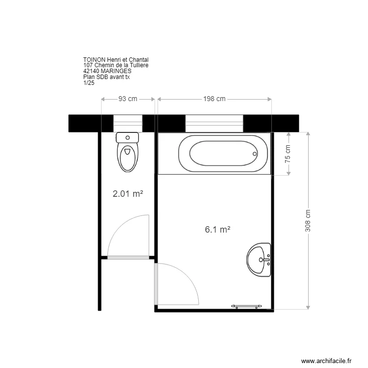 VV TOINON 42140 MARINGES. Plan de VV TOINON 42140 MARINGES. Plan de