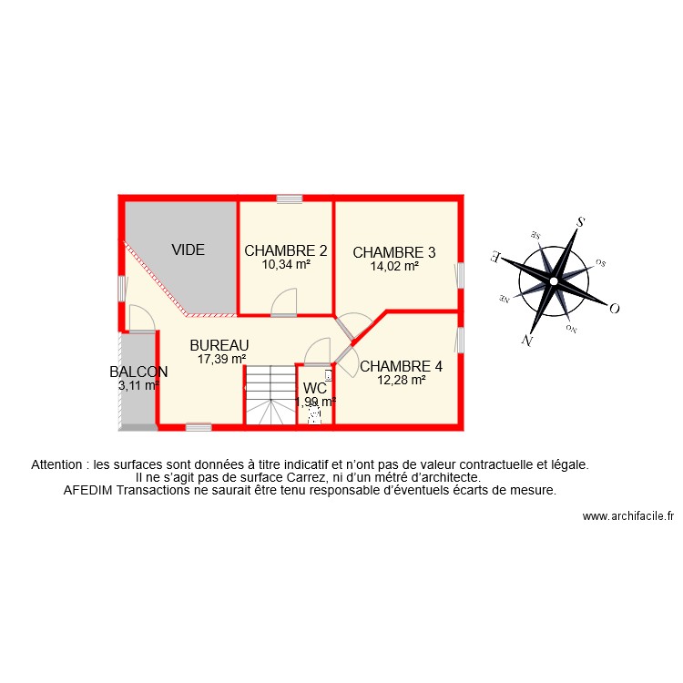 BI 8296 ETAGE . Plan de 8 pièces et 71 m2