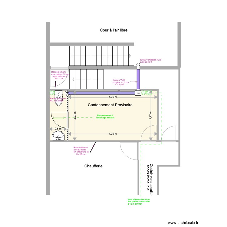 Cantonnement Provisoire 85 VH Raccordements. Plan de 0 pièce et 0 m2