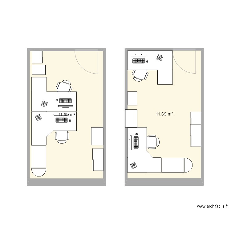 BUREAU MARIE CLAIRE 3. Plan de 2 pièces et 23 m2