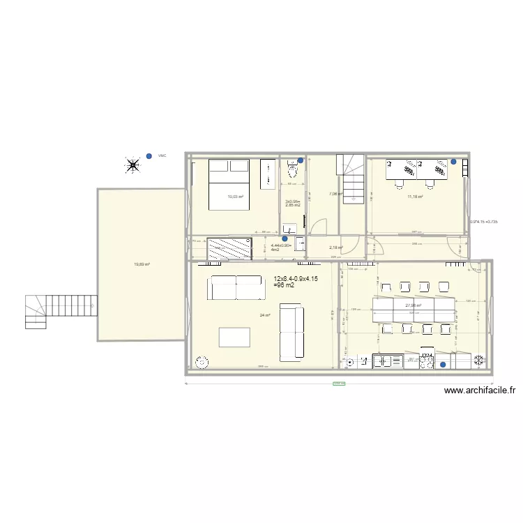 APRES rdc maison Thomery mur porteur et mur chbre intact. Plan de APRES rdc maison Thomery mur porteur et mur chbre intact. Plan de