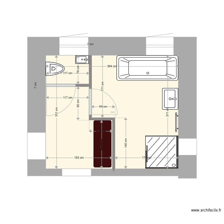 salle de bains rdc 27 fév 21. Plan de 0 pièce et 0 m2