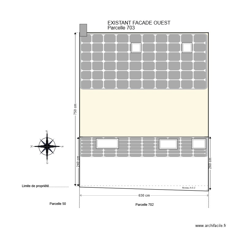 Existant Facade Ouest. Plan de 0 pièce et 0 m2