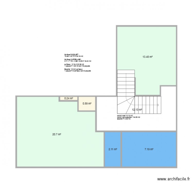 ETAGE APRES CLOISONNEMENT. Plan de 0 pièce et 0 m2