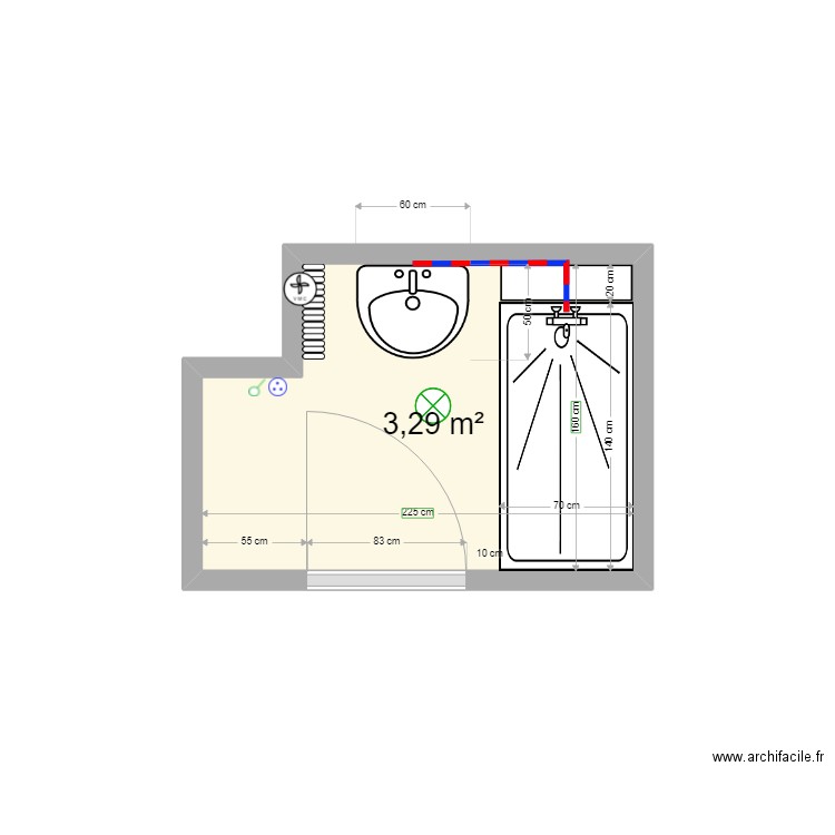 titre. Plan de 1 pièce et 3 m2