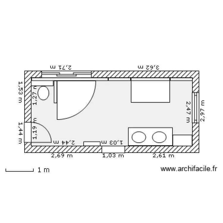 salle de bain fast V9. Plan de 
