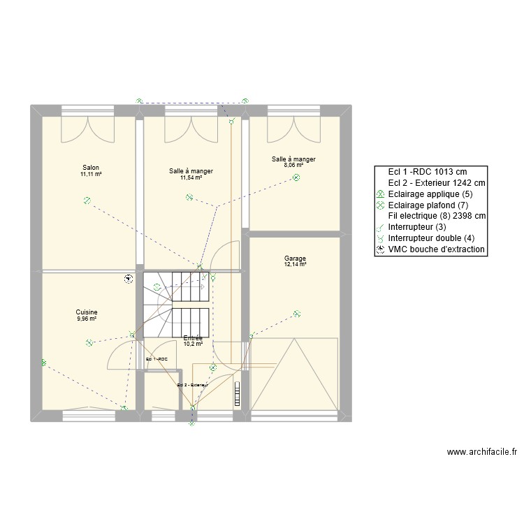 dammartin eclairage. Plan de 6 pièces et 63 m2